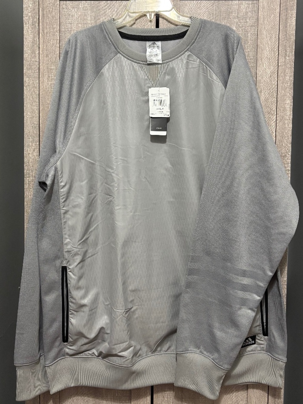 Adidas Gray men's 2XLT sweatshirt with pockets NWT